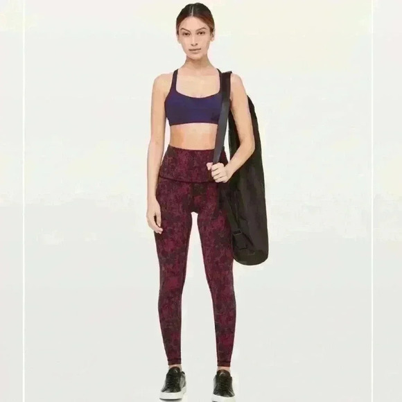 Lululemon Wunder Under Hi-Rise Tight Scatter Blossom Jacquard Garnet Black sz 4 - Picture 7 of 9